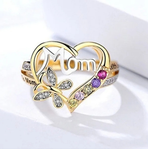 Gold Heart Mom Necklace and Ring Set - Picture 5 of 8